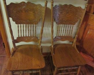 2 of set of 4 Oak reproduction kitchen chairs