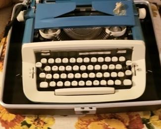 Vintage typewriter in cool color