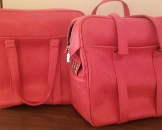 Vintage Cherry-red travelling bags  