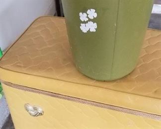 Several vintage hampers and trash can