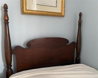 (F1) $250 each. Matching Twin bed frames. Solid Wood - excellent condition.  (Mattresses are older but included if you want them.) Headboards are 55" tall x 40" wide. 