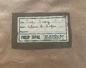 (A3) $150. Eileen A. Soper "Leap Frog" pencil etching signed. Framed measures 12" x 14.5"