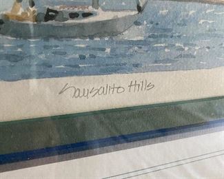 (A7) $100 - Joe Jaqua signed and numbered Lithograph "Sausalito Hills" 