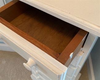 (F5) $45. Small painted white measures 11.5" deep x 14.5" wide x 32" tall. Drawers slide OK. 