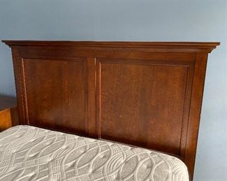 (F8) $450. Queen bed frame from Haverty's "Ashebrooke" Collection. (Includes 3-year-old Sealy mattress & Boxspring if you want them. ) Headboard does come apart in 2 pieces if you want to disassemble to move. Measures 67.5" wide at headboard x 58" tall. 