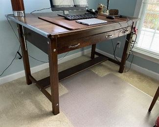 (F10) $275. Desk Measures 39" deep x 60.5" wide x 37" tall. Solid Wood - overall very good condition. 