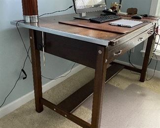 (F10) $275. Desk Measures 39" deep x 60.5" wide x 37" tall. Solid Wood - overall very good condition. 