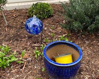 $15 hanging glass ball $20 clay pot