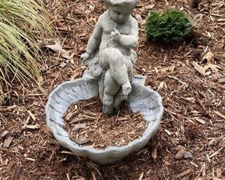 $35. Small Concrete Angel Bird Bath
