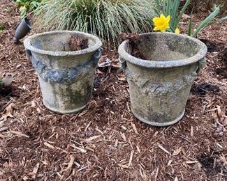 $50. Pair of Small Concrete Planters 