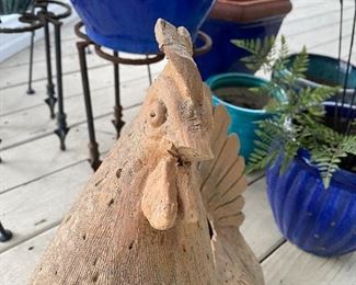 Hen Planter $25.  Note beak damage