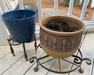 Blue $5. Brown pottery planter $25. 