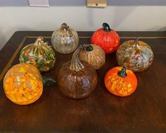 Lisa Oakley Blown Glass Pumpkins. Priced individually $20-$35 each. 