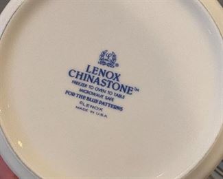 $100 Lenox Chinastone For the Blue Patterns - a few plates do have chips but overall very good shape. 18 plates 10 bowls. 