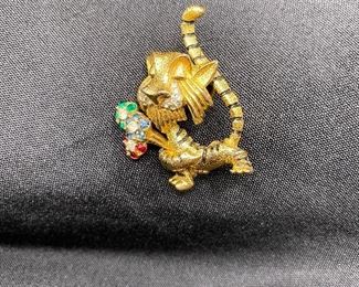 $50. Jomaz Rhinestone Gold Tone Tiger Brooch. 