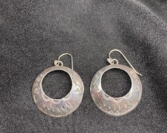 $30. Sterling Earrings stamped with Native American design. 