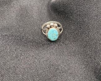 $30. Size 5 sterling & turquoise ring. 