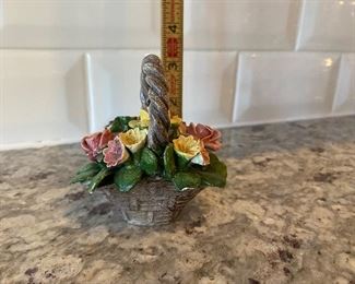 $5 - Capodimonte Rose Basket - minor chips. 