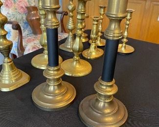 Brass Candlesticks priced individually / per pair. $5-$20. 