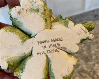 $15 pair. Handmade in Italy A. Zen-Nove. Capodimonte Flowers. Have minor chips. 