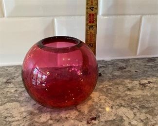 $5 unsigned cranberry glass 
