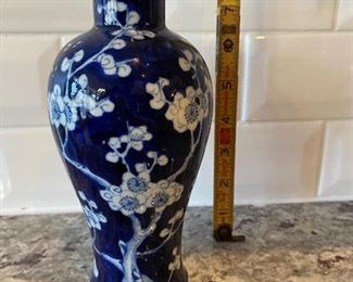 $60. Blue & White Vase with Kangxi Nian mark on bottom. 