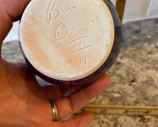 $50. Ben Owen III 2011 Blue Pottery Vase