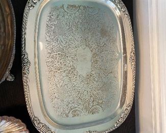 $15. Silver Plate 2 handled platter