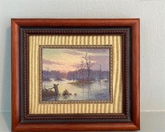$250. James A Andrews signed miniature painting. Framed. 