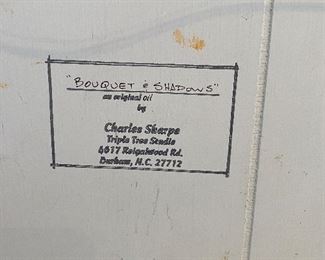 $125. Charles Sharpe original Framed 15" x 13" "Bouquet & Shadows". Durham artist. 