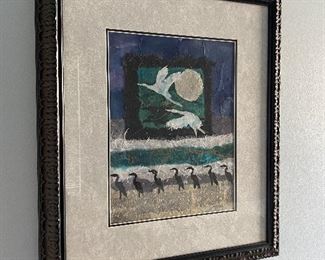 $150. Ortrurd Tyler Original mixed media. Oak Island NC artist. Framed measures 24" x 20.5"