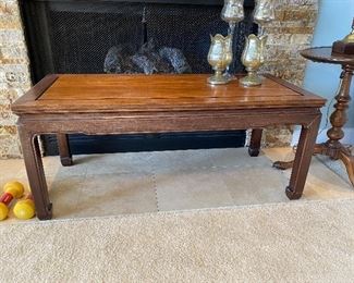 $250. Elmwood Chinese Wooden Coffee Table. Measures 18" deep x 40" wide x 16.75" tall. 