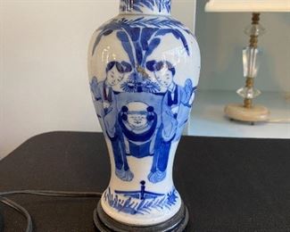 $60. Blue & White Porcelain Jar turned into a lamp. 