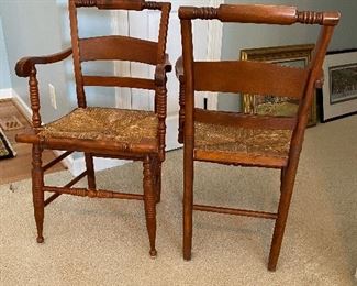 $125. Pair of Authentic Hitchcock - Nichols Stone chairs. Rush seats. 