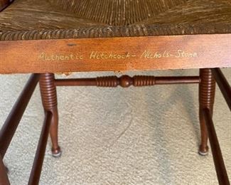 $125. Pair of Authentic Hitchcock - Nichols Stone chairs. Rush seats. 