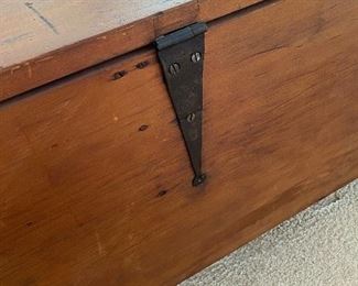 $125. Antique blanket chest. Measures 19.5" deep x 43.5" wide x 21.5" tall. Hinges have been replaced a while ago. 