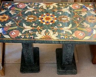 Marble inlaid side table