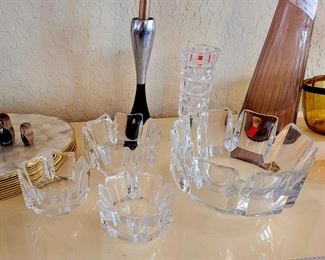 4 piece midcentury Orrefors glassware set