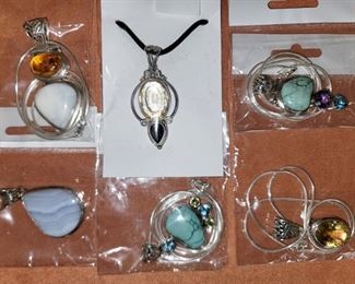 Several of Sterling settings with natural stones. Many more not shown