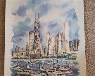 Par Coffman Huss poster of Chicago skyline watercolor