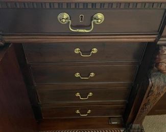Desk has a door covers the drawers