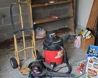 Dolly, 10g Shop-Vac and TORO Power Sweep Blower
