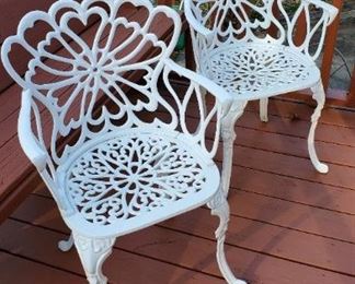 Pair of Solid Cast Aluminum Chairs 