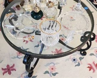 Glass Top Table w/ Cast Metal base
