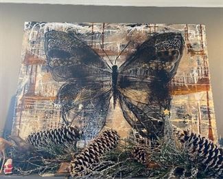 Lot #24 $450 - Polly Cook butterfly painting. 3'x4'
