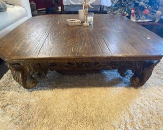 Lot #10 $500 -Large wooden coffee/ cocktail table. 43" x 47" x 13"H