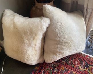 Lot#85 $70 Pair of faux fur pillows 22"x22"