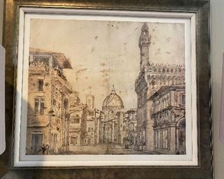 Lot #29 -$75. One of several picture of Florence- Framed print 26”H x 39”W 