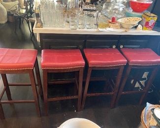  Lot #22 $200 - 4 bar stools 12" x 17" x 32"H