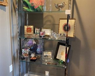 Lot #6 -$395 RH Chrome and glass etagere with 4 shelves